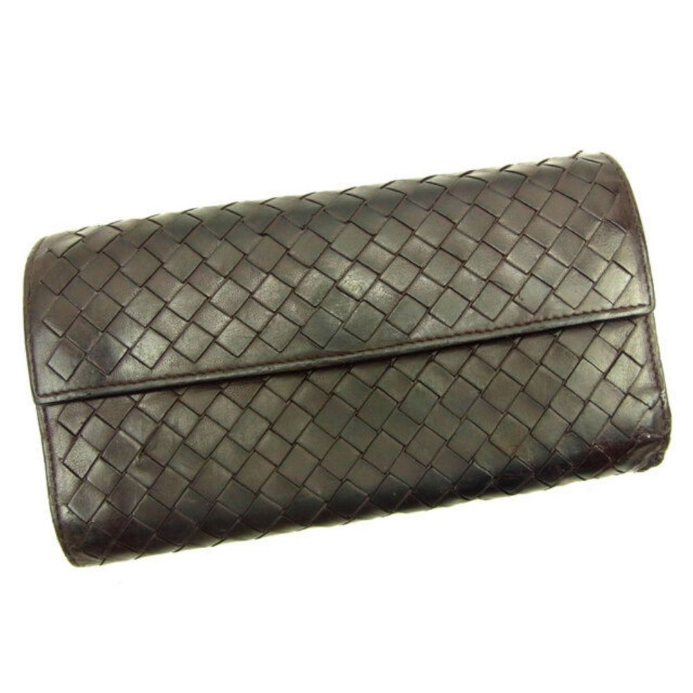 Bottega Veneta Wallet Purse Intrecciato Brown Woman unisex Authentic Used